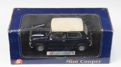MINI: 1:18 Sunnyside Superior Dark Blue Mini Cooper, one of a Limited Edition, boxed.
