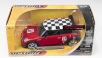 MINI: 1:24 scale JADA Dub City Red 2007 Mini Cooper S Checkered Roof Raceway #37, boxed.