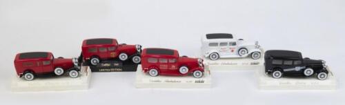 97 · SOLIDO AGE D'OR: 5 1:43 Solido Cadillac vehicles, 1 Police "101", 1 Manhattan Fire Brigade Van, 1 Sellers Pompier Fire Dept Van, 1 Denver First Aid and Rescue Squad Van, and 1 Limited Edition Boston Fire Dept Van.