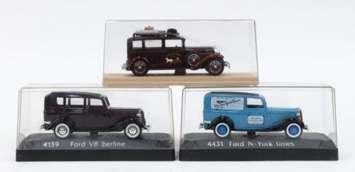 SOLIDO/ELIGOR: 3 1:43 models, 1 Eligor 1930 Talbot Hotel de France Taxi, 1 Solido Blue Ford V8 Van - The New York Times, and 1 Brown Ford V8 Berline Sedan