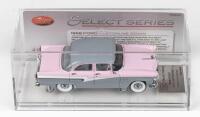 TRAX SELECT SERIES: 1:43 scale Trax Select Series TSS04 Champagne Pink and Pearl Grey 2 tone 1958 Ford Customline Sedan, No 1046 of 1710 pieces, Plaque of Authenticity, clear boxed.