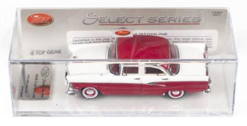TRAX SELECT SERIES: 1:43 scale Trax Select Series TSS11 Red and White 2 Tone 1956 Ford Customline Sedan, No 183 of 400 pieces, Plaque of Authenticity, clear boxed.