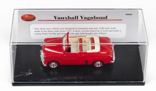 TRAX TRR: 1:43 Trax TRR08 Red 1952 Vauxhall Vagabond Convertible, no C of A, clear boxed.