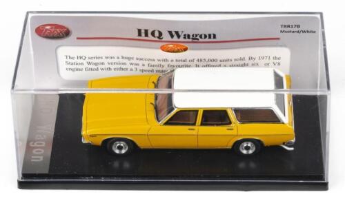TRAX TRR: 1:43 Trax TRR17B Mustard and White 1973 Holden HQ Wagon, no C of A, clear boxed.