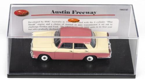 140 · TRAX TRR: 1:43 Trax TRR21B Pink and White 2 tone Austin Freeway, no C of A, clear boxed.