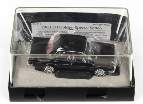 TRAX OPAL: 1:43 Trax Opal Series TO 01E Warrigal Black 1963 Holden EH Special Sedan, no C of A, clear case in custom box.