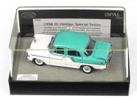 TRAX OPAL: 1:43 Trax Opal Series TO 02 Adobe Beige and Orlinda Green 2 tone 1958 Holden FC Special Sedan, no C of A, clear case in custom box.