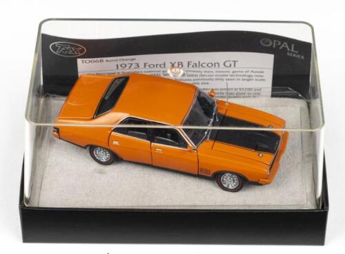 TRAX OPAL: 1:43 Trax Opal Series TO 06B Burnt Orange and Black 1973 Ford XB Falcon GT Sedan, no C of A, clear case in custom box.