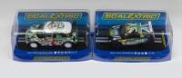 SCALEXTRIC: Set of 2 1:32 Scalextric Minis, 1 Countryman WRC No 14, Rally Monte Carlo 2012, and 1 Mini Cooper S No 888, Mini Challenge 2014, no C of A, clear display boxed.