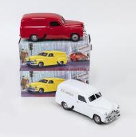 FAMOUS COMPANIES IN AUSTRALIA: Set of 2 1:25 Mint and Boxed Perth "Famous Companies in Australia" series Holden FJ Panel Vans, 1 Red and 1 White, boxed.