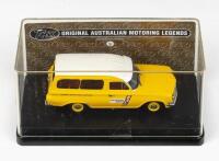 TRAX: 1:43 scale Trax Original Australian Motoring Legends Series TR55C Yellow and White RACQ Centenary Edition 1963 Holden EH Van, clear boxed.