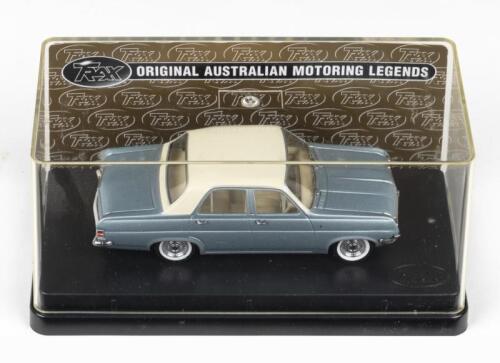 201 · TRAX: 1:43 scale Trax Original Australian Motoring Legends Series TR56C Pale Grey and White 1965 Holden HD Premier Sedan, clear boxed.