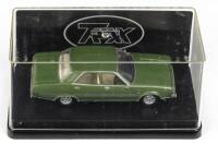 TRAX AUSTRALIAN MOTORING ICONS: 1:43 scale Trax Australian Motoring Icons Series TR42F, Aspen Green 1974 Leyland P76 Targa Floria Sedan, clear case, boxed.