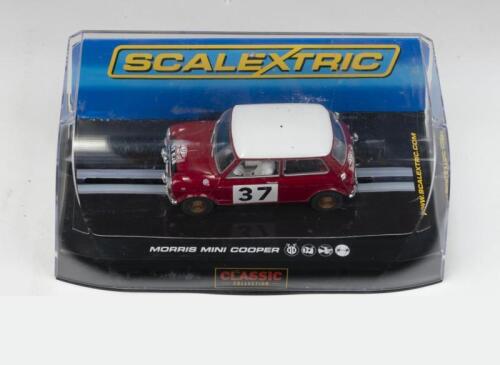 SCALEXTRIC: 1:32 scale Scalextric Red and White Morris Mini Cooper S No 37, Paddy Hopkirk 1964, no C of A, clear display boxed.