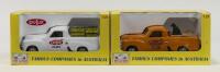 FAMOUS COMPANIES IN AUSTRALIA: Set of 2 1:25 Mint and Boxed Perth "Famous Companies in Australia" series Holden FJ Utes, 1 MB003 Orange McCutcheon & Sons, and 1 MB004 White Dulux Paint, No Cs of A, boxed.