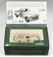 CLASSIC CARLECTABLES: 1:43 Classic Carlectables Holden Utilities at Work series Cream 1951 Maitland Motors Holden FX Ute, No 737 of 2000, C of A, clear displayed in custom box.