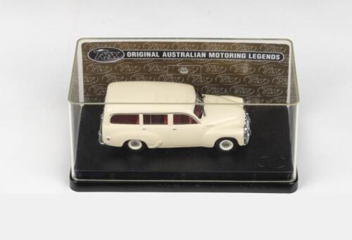 TRAX ORIGINAL AUSTRALIAN MOTORING LEGENDS: 1:43 scale Trax Original Australian Motoring Legends series TR65 Beige 1954 Holden FJ Station Wagon, clear display boxed.