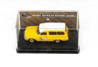 TRAX ORIGINAL AUSTRALIAN MOTORING LEGENDS: 1:43 scale Trax Original Australian Motoring Legends series TR55C Yellow and White 1963 RACQ Centenary Edition Holden EH Service Panel Van, clear display boxed.