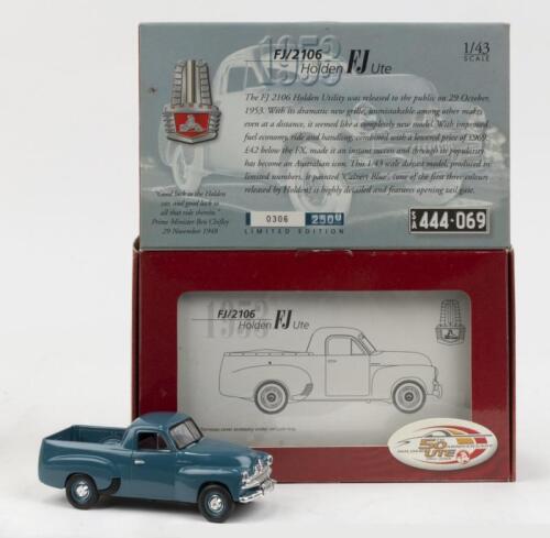 281 · CLASSIC CARLECTABLES: 1:43 Classic Carlectables 50th Anniversary of Holden Calvert Blue 1953 Holden FJ/2106 Ute, No 306 of 2500, C of A, clear displayed in custom box.