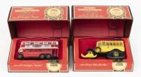 MATCHBOX MODELS OF YESTERYEAR: Set of 2 Matchbox Models of Yesteryear models, 1 1931 AEC "Diddler" Trolleybus, and 1 1923 Scania-Vabis Post-Bus, both custom boxed with display option.