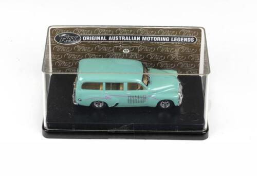 296 · TRAX ORIGINAL AUSTRALIAN MOTORING LEGENDS: 1:43 scale Trax Original Australian Motoring Legends series TR65B Special Custom Edition Light Green 1954 Holden FJ Surfer Wagon, clear display boxed.