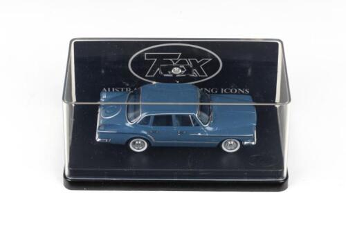 304 · TRAX AUSTRALIAN MOTORING ICONS: 1:43 scale Trax Australian Motoring Icons Series TR35F, Deep Blue 1962 Chrysler R Series Valiant Sedan, clear case, boxed.