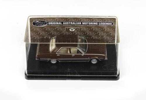 303 · TRAX ORIGINAL AUSTRALIAN MOTORING LEGENDS: 1:43 scale Trax Original Australian Motoring Legends Series TR42E Brown 1974 Leyland P76 Targa Florio Sedan, clear case, boxed.