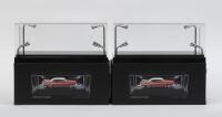 TRAX DISPLAY BOXES: Set of 2 Trax TD08 clear LED Display Boxes, suitable for displaying 1:43, 1:35 and/or 1:32 scale models, includes 4 LED spotlights, battery operated, batteries and model not included, custom boxed.