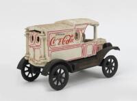 COCA COLA: Original Antique unknown scale all cast metal Cream Ford Coca-Cola delivery Van, has original patina, unboxed. - 2