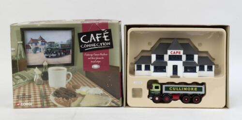 325 · CORGI CAFE CONNECTION: 1:50 scale Corgi Cafe Connection model set CC10801, consisting of 1 Morton C Cullimore & Son Ltd Foden S21 Tipper with Gravel Load, and 1 "the Towers" Cafe & Truckstop, Limited Edition No 1894 of 2700 worldwide, C of A, custom display boxed.