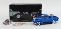 UNIQUE REPLICAS: 1:24 scale Unique Replicas Blue 1937 Studebaker Pick Up, no C of A, comes with accessories, custom boxed.