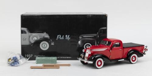 330 · UNIQUE REPLICAS: 1:24 scale Unique Replicas Red 1937 Studebaker Pick Up, no C of A, comes with accessories, custom boxed.