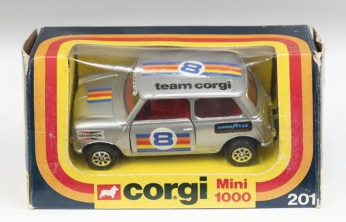 355 · MINI 1000: 1:36 scale Corgi British Leyland Team Corgi Mini 1000 #8, clear display boxed.