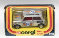 MINI 1000: 1:36 scale Corgi British Leyland Team Corgi Mini 1000 #8, clear display boxed.