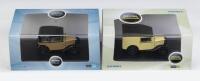 OXFORD MODELS: Set of 2 1:43 scale Oxford Austin 7 Models, 1 Oxford Commercials Yellow & Black Delivery Van and 1 Oxford Motor Company Fawn & Black Sedan, both custom display boxed.