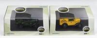 OXFORD COMMERCIALS: Set of 2 1:43 scale Oxford Commercials Series Austin 7 Vans, 1 Yellow & Black AA Service Van and 1 Green & Black Lipton's Tea Delivery Van, both custom display boxed.