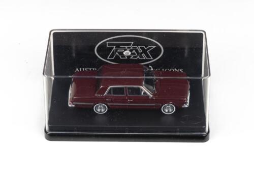 385 · TRAX AUSTRALIAN MOTORING ICONS: 1:43 scale Trax Australian Motoring Icons series TR81 Maroon 1966 AP6 Valiant Regal Sedan, clear display boxed.