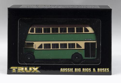 387 · TRUX AUSSIE BIG RIGS & BUSES: 1:76 scale Trux Aussie Big Rigs & Buses Series TX6 1949 AEC Regent III Double Decker Bus Ryde Sydney, clear display boxed.