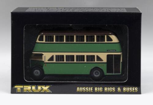 394 · TRUX AUSSIE BIG RIGS & BUSES: 1:76 scale Trux Aussie Big Rigs & Buses Series TX2B 1947 Albion Venturer Double Decker Bus La Perouse to Botany Bay Sydney, clear display boxed.