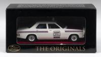 TRAX AUSSIE TAXI SERIES: 1:43 scale Trax Aussie Taxi Series TR17J White ABC Radio Taxis 1972 Holden HQ Belmont Sedan, clear display boxed.