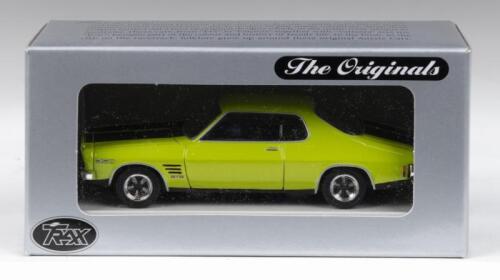 416 · TRAX THE ORIGINALS 1:43 scale Trax The Originals series TR18E Barbados Green with Black bonnet and boot stripes 1971 Holden HQ Monaro GTS 350 Coupe, clear display boxed.