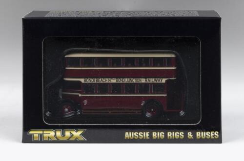 454 · TRUX AUSSIE BIG RIGS & BUSES: 1:76 scale Trux Aussie Big Rigs & Buses Series TX3B 1929 Leyland Titan TD1 Double Decker Bus Bondi Beach North to Railway Sydney, clear display boxed.