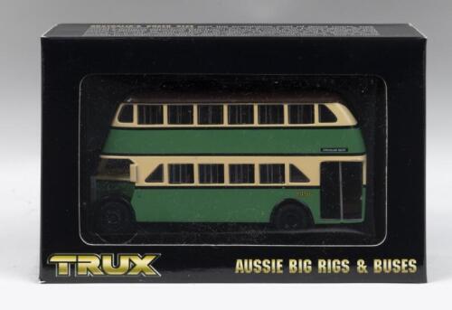 452 · TRUX AUSSIE BIG RIGS & BUSES: 1:76 scale Trux Aussie Big Rigs & Buses Series TX5 1948 Leyland OPD2 Double Decker Bus Abbotsford to Circular Quay Sydney, clear display boxed.