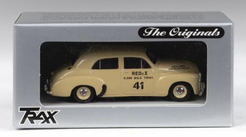 468 · TRAX AUSTRALIAN MOTORING LEGENDS: 1:43 scale Trax Australian Motoring Legends Originals TR15C 1953 (inaugural) Redex Trial Beige Lex Davidson Holden 48-215 Racing Sedan #41, custom display boxed.