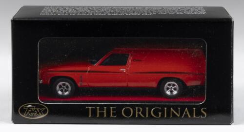 469 · TRAX AUSTRALIAN MOTORING LEGENDS: 1:43 scale Trax Australian Motoring Legends Originals TR49 Mandarin Red 1974 Holden HJ Sandman Panel Van, custom display boxed.