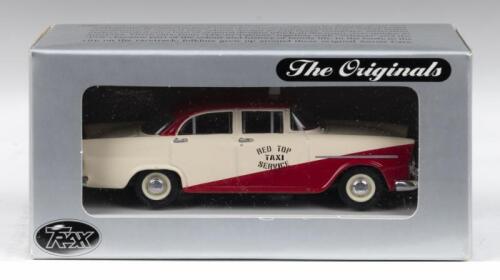 TRAX AUSSIE TAXI SERIES: 1:43 scale Trax Aussie Taxi Series TR20G Red Top Taxi Service 2 tone Red and Cream 1960 Holden FB Sedan, clear display boxed.