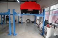 HOIST: A four post 240v hydraulic&nbsp;vehicle hoist 3600kg load capacity, complete with approach ramps and moving dollies. [Location: Mount Waverley] - 6