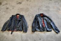 RIDING JACKETS:&nbsp; Two circa 1960s/1970s black leather jackets, one by DBT (Australia) size 7, the other by Country Life Clothing size 8 [Sydney]