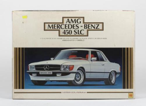 MERCEDES-BENZ: An impressive 1/12 scale plastic AMG Mercedes-Benz 450 SLC by Otaki Plastic Model (Kit No.OT3-196-4800), with parts and instruction sheets; not checked for completeness.