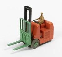 FORK LIFT TRUCK: A Dinky Toys No. 401 Coventry Climax Fork Lift Truck, in orange and green, with beige seated figure, within original box made in England by Meccano Ltd - 2